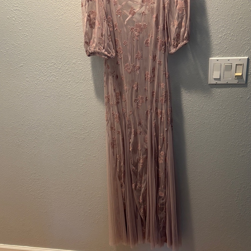 Free People Blush Pink Embroidered Tulle Maxi Dress